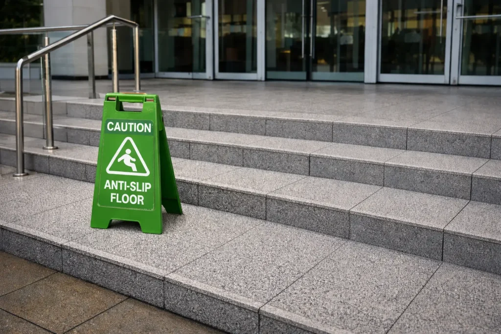 Safe anti slip coated floor after application at commercial building in Singapore